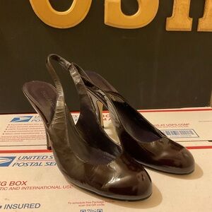 💜💜💜Enzo Angiolini Eggplant Patent Slingback Pumps
